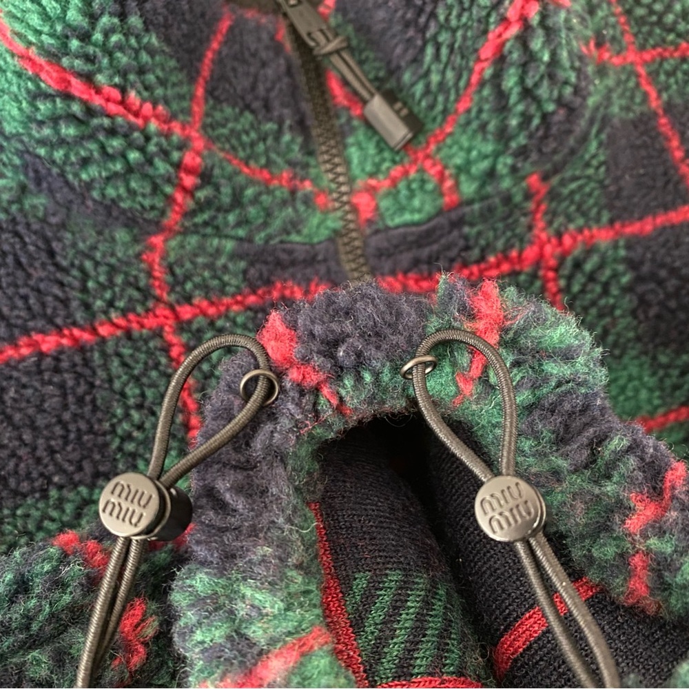 Miu Miu Checked Teddy Zip Up Fleece Jacket Coat Sweater~aso Rhianna~S,Small,36 - Picture 12 of 13